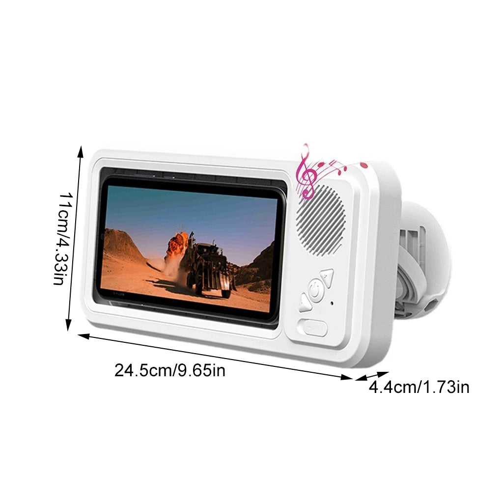Waterproof Shower Phone Holder with Bluetooth Speaker – 360° Rotation Anti-Fog Wall Mount for 4–6.9” Phones 2025
