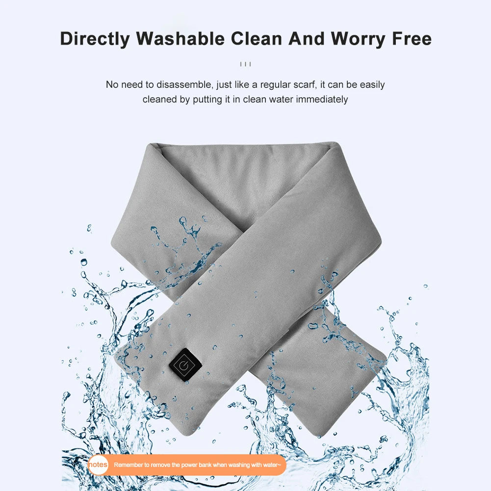 Electric Heated Scarf USB Charging Neck Heating Pad Cold-Proof Thermal Neck Wrap Warmer Washable for Climbing Hiking Cycling