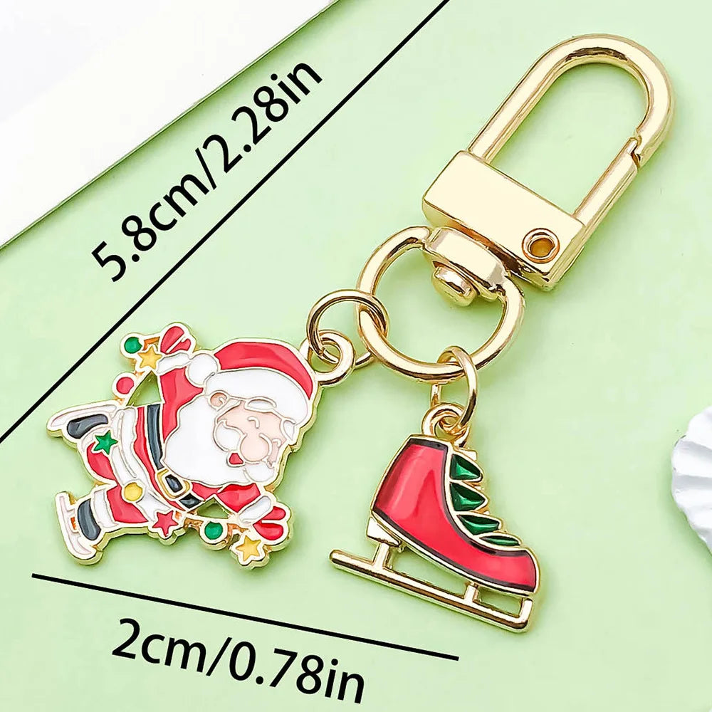 Alloy oil-dripping Santa Claus pendant, bell, Christmas tree keychain, Christmas gift, snowflake pendant, bag pendant