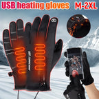 USB Touch Screen Gloves Heated Motorcycle Gloves  Cycling Running Ski  Winter Gloves Hiking Walking Anti-Slip Glove