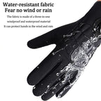 NEWBOLER Winter Cycling Gloves Warm Fleece Windproof Full Finger Gloves Touch Screen Anti-slip Adjustable Buckle Men Bike Gloves