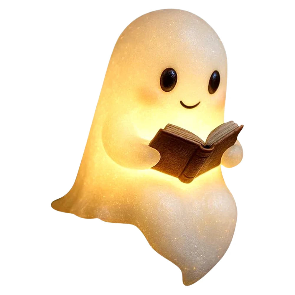 Cute Ghost Reading Lamp Halloween 3D LED Night Light Spooky Desk Light For Bedroom Study Book Lovers Home Office