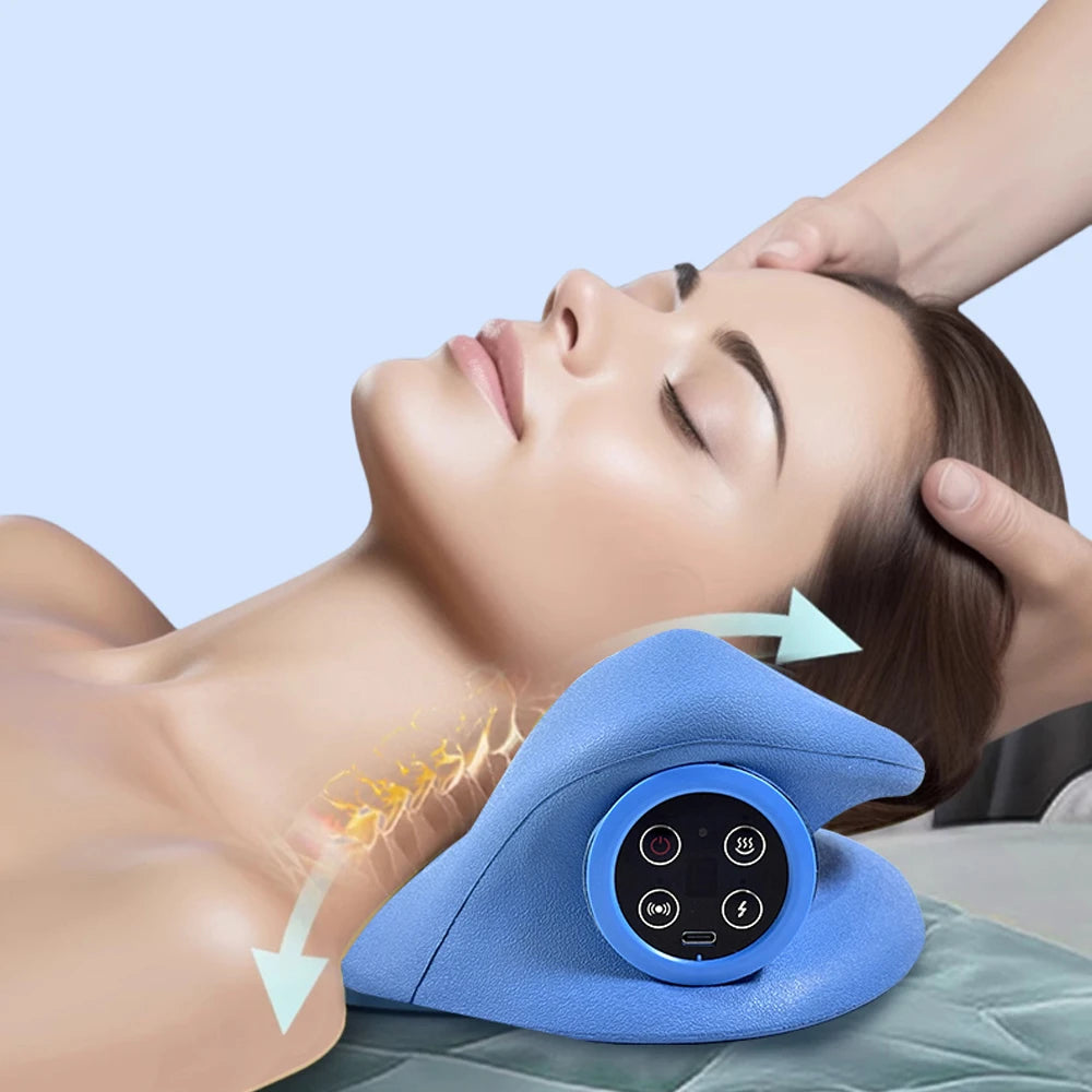 USB cervical massage pillow hot compress vibration comfortable massage
