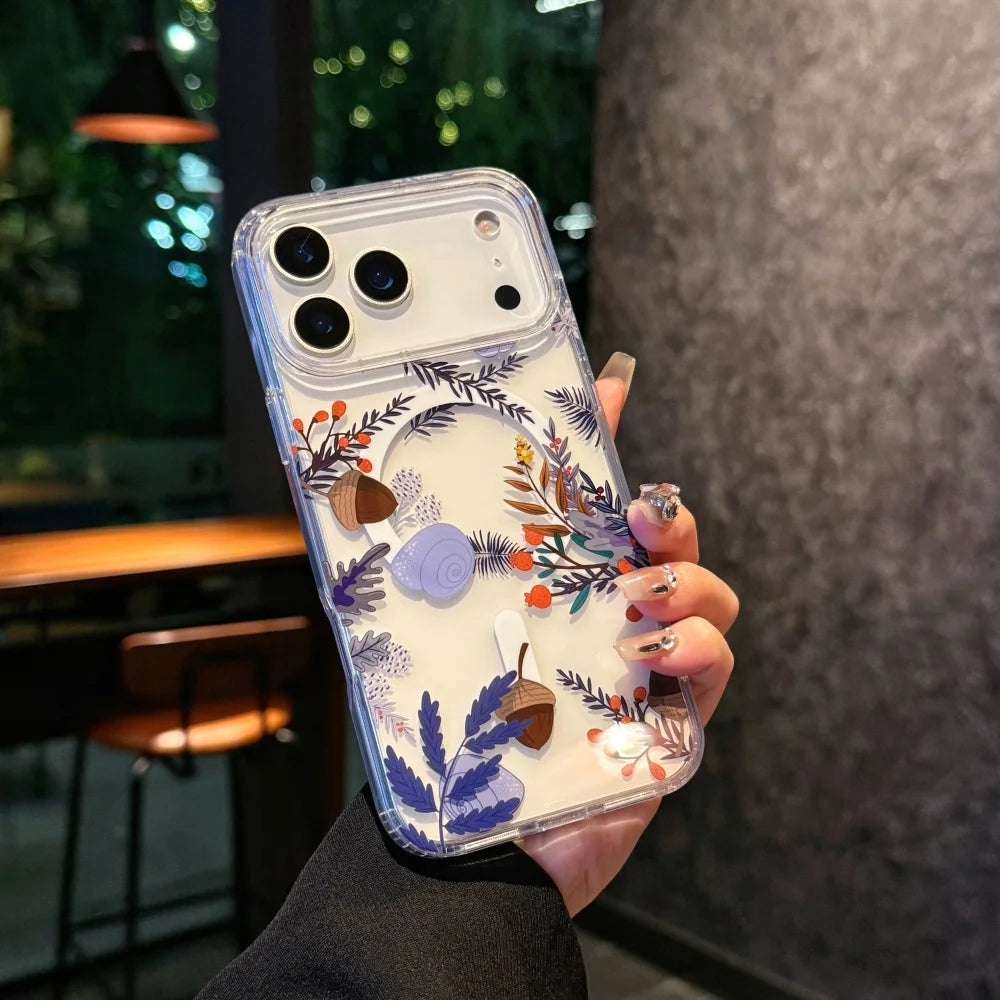 Watercolor Transparent Flower Case for iPhone 17 Series | Magnetic Colorful Daisy Design Protective Cover
