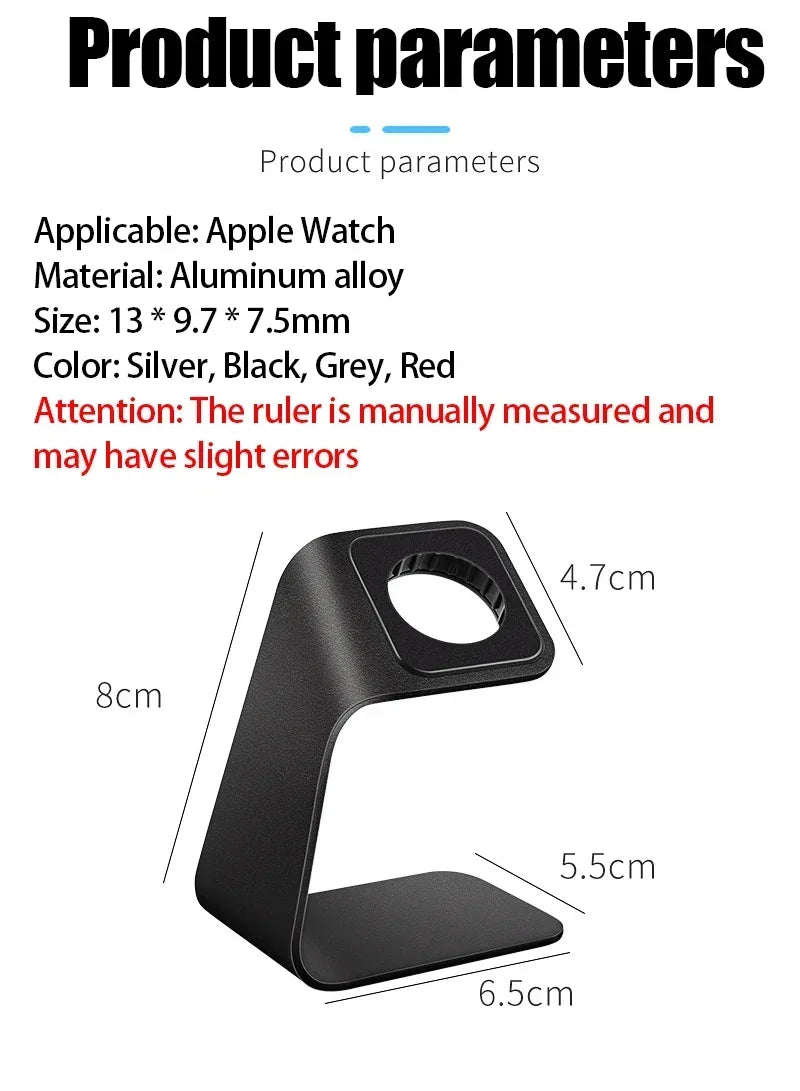 Portable Aluminum Alloy Desktop Watch Charging Stand Anti-slip Charging Dock For Apple Watch 9/8/7/6/5/4/3/2/1 Generation