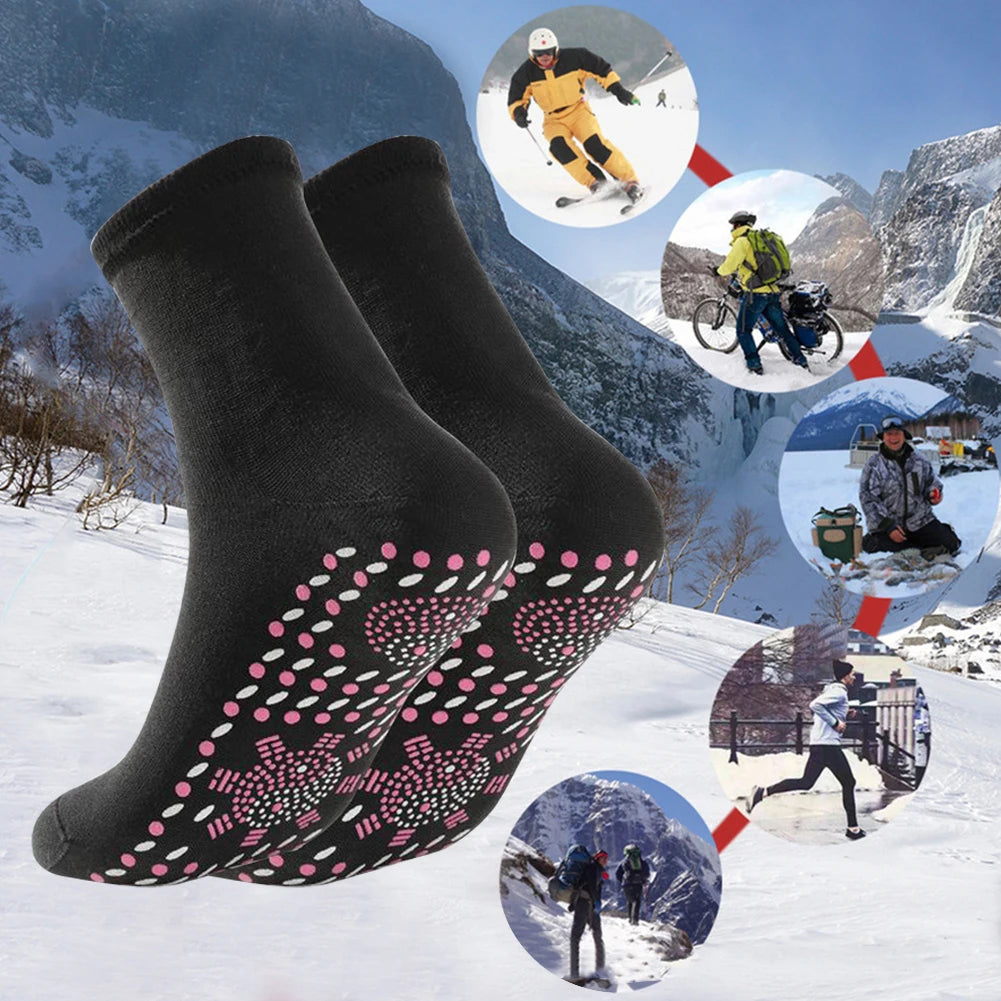 1 Pair Self-Heating Shaping Socks Pain Relief Thermal Circulation Sock Tourmaline Cold-Resistant for Men Women Outdoor