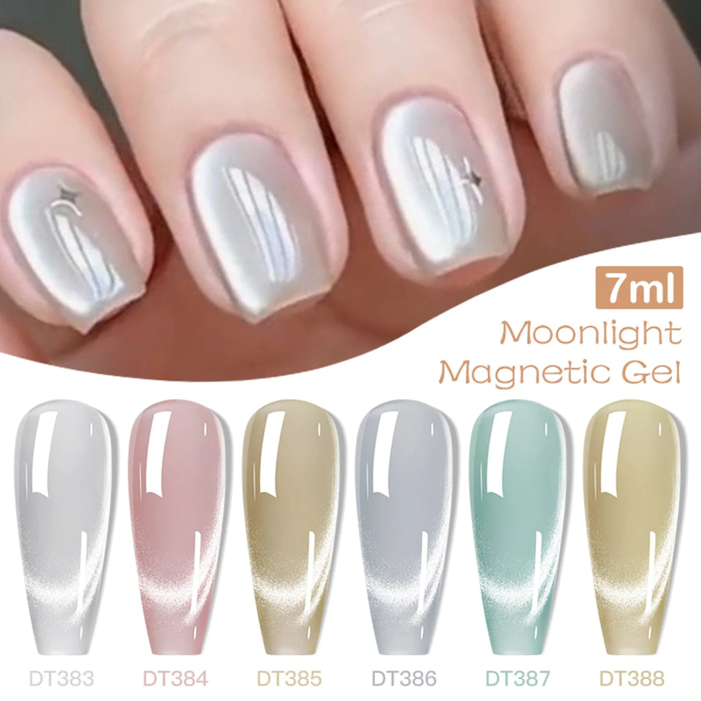MEET ACROSS 6PCS Cat Magnetic Gel Polish Set with Magnetic Stick & Box