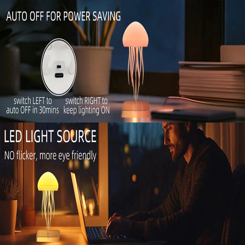 LED Jellyfish Lamp with 9 Tentacles | Remote Control, 2 Modes, Gradient Light Effects & Long Battery Life Night Light