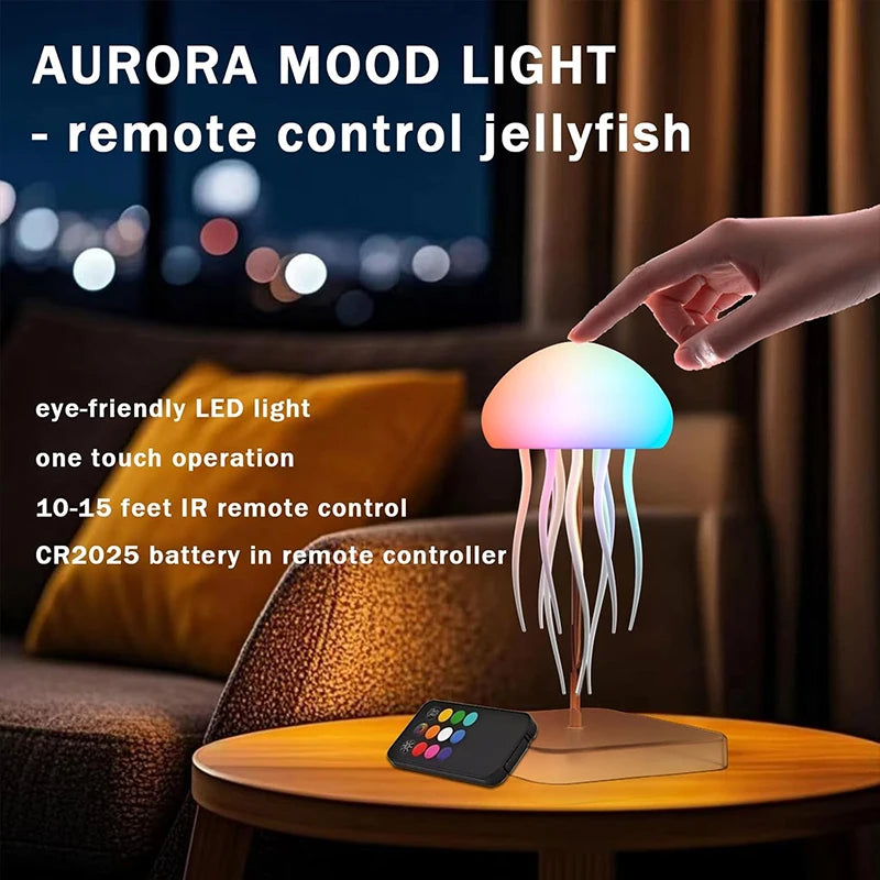 LED Jellyfish Lamp with 9 Tentacles | Remote Control, 2 Modes, Gradient Light Effects & Long Battery Life Night Light