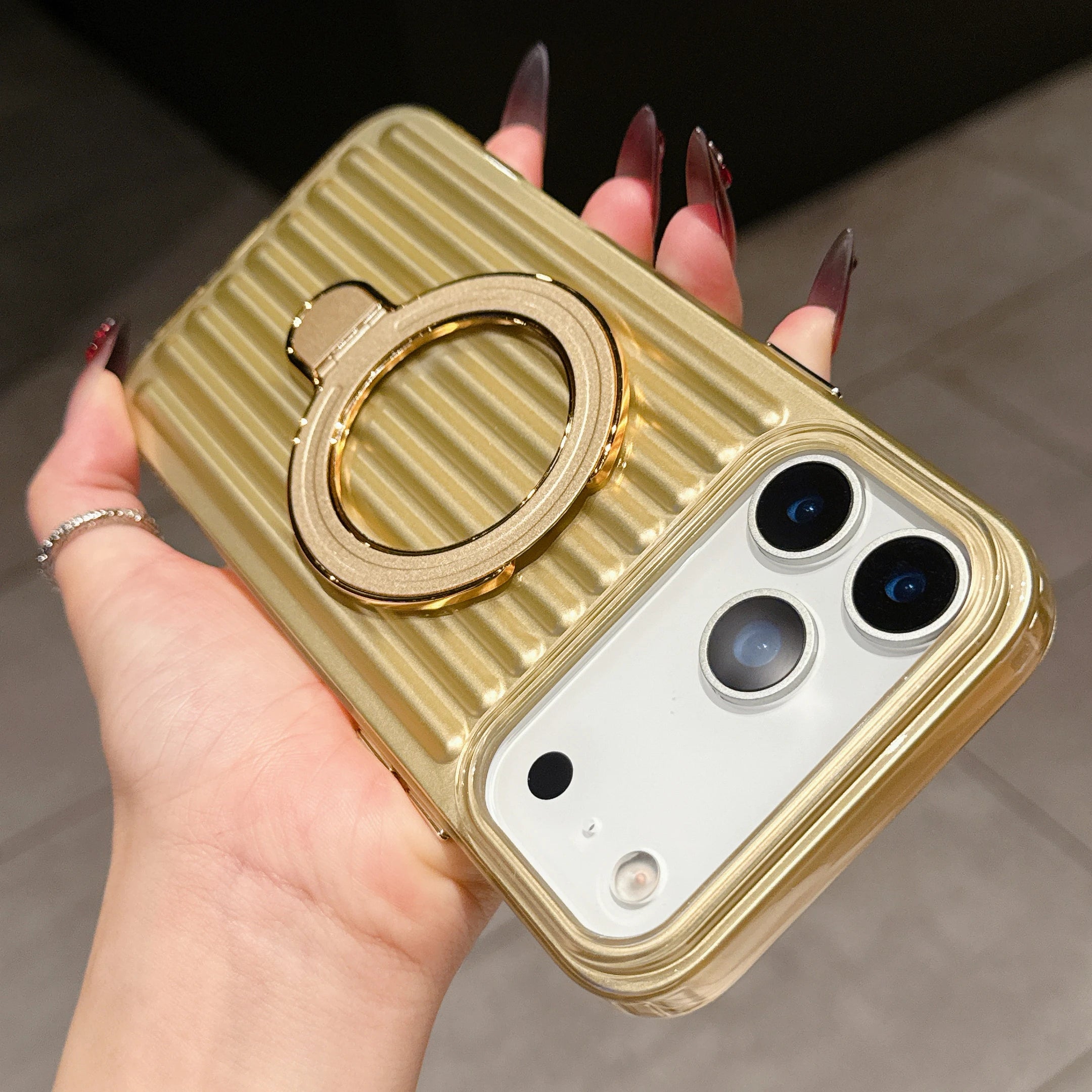 iPhone 17 Series Mag Safe Case – Corrugated Stripe Design | Slim Protective Wireless Charging Cover