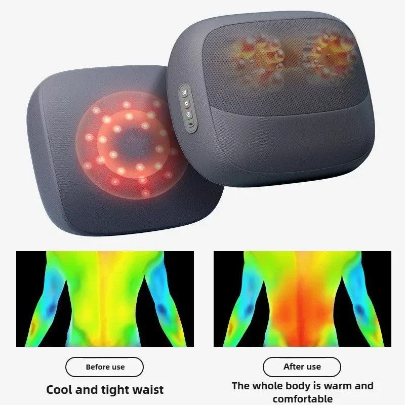 Neck Massage Pillow Shoulder Neck Massager Full Body Warming Kneading Home Car Waist Cushion Gift
