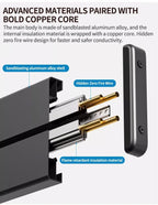 Wall Power Rail Socket – Kitchen Aluminum Expansion Socket 40cm / 50cm | Built-in Countertop Power Strip with Multiple Slots