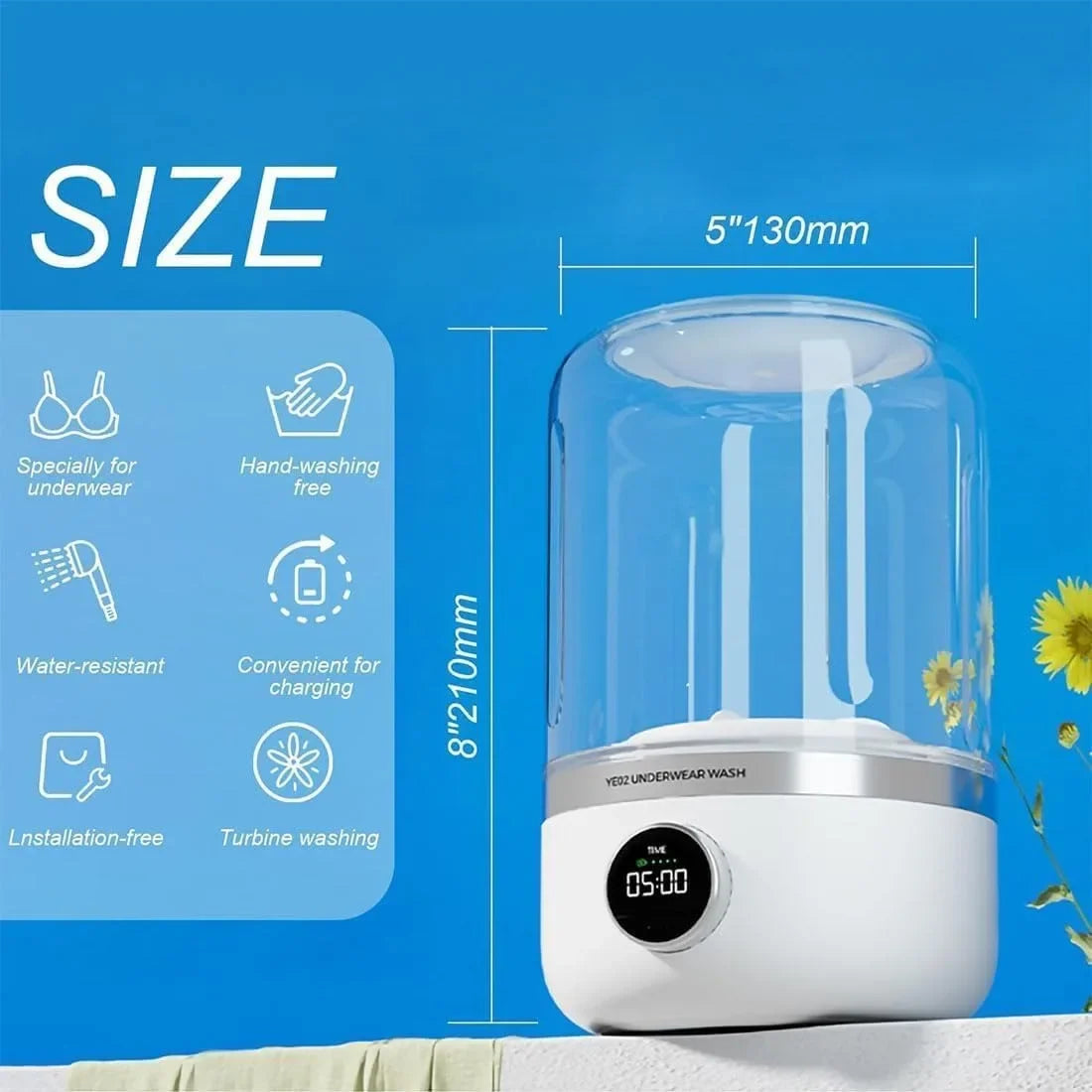 Wireless Portable Mini Washing Machine – 1L Laundry Bucket