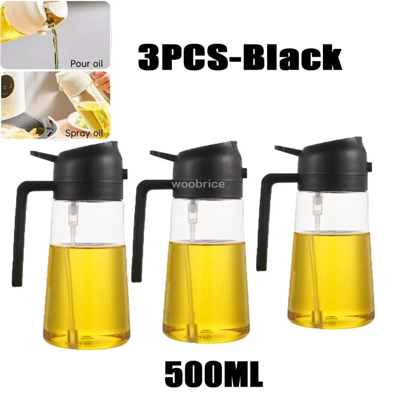 2in1 Kitchen Spray Oil Dispenser 500ml Oil  Sprayer Polisher for Air Fryer Salad Grilling Roasting Cooking Kitchen Acceesories