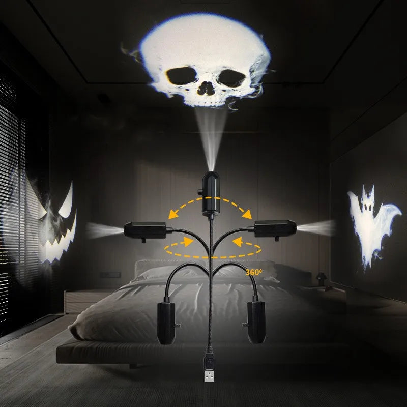 Halloween USB Projector Light – Ghost & Skull LED Lamp for Spooky Room, Wall, Ceiling & Window Decor 2025