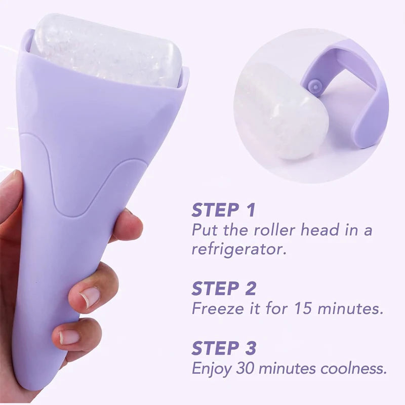 1PC Ice roller Massager, facial roller massage stick, ice compress care, cold compress roller, plastic handle facial massager -