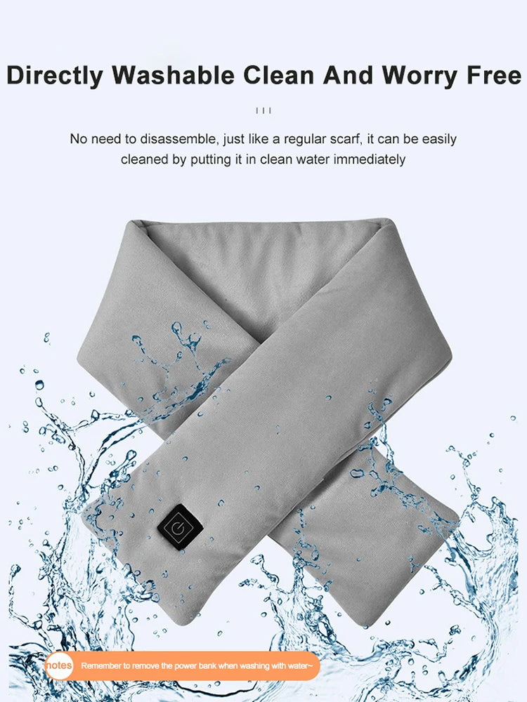 Electric Heated Scarf USB Charging Neck Heating Pad Cold-Proof Thermal Neck Wrap Warmer Washable for Climbing Hiking Cycling