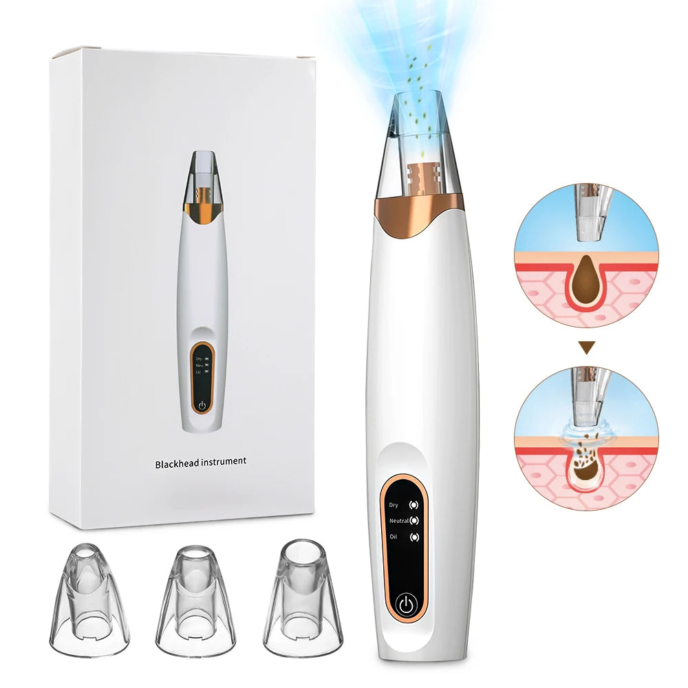 Electric Vacuum Suction Blackhead Remover Rechargeable 3 Gears Facial Pore Cleaner Comedone Spot Acne Pimple Blackhead Extractor