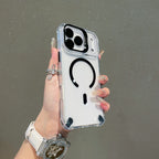 Transparent Magnetic Case with Metal Lens Holder for iPhone 17 Series | Shockproof Airbag MagSafe Cover