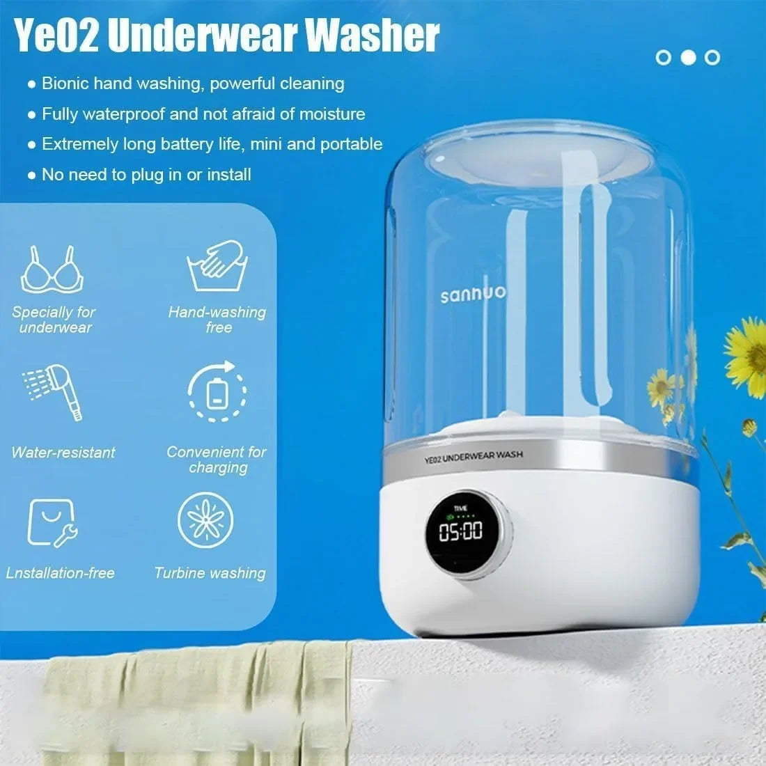Wireless Portable Mini Washing Machine – 1L Laundry Bucket
