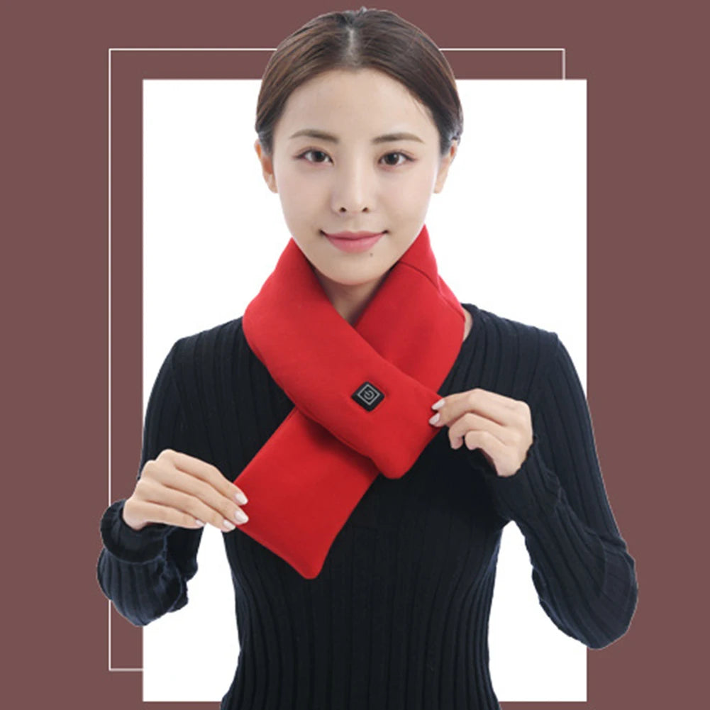 Electric Heated Scarf USB Charging Neck Heating Pad Cold-Proof Thermal Neck Wrap Warmer Washable for Climbing Hiking Cycling