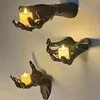 3Pcs Halloween Wall Mounted Devil’s Hand Candle Holders – Spooky Black Decoration with LED Candles