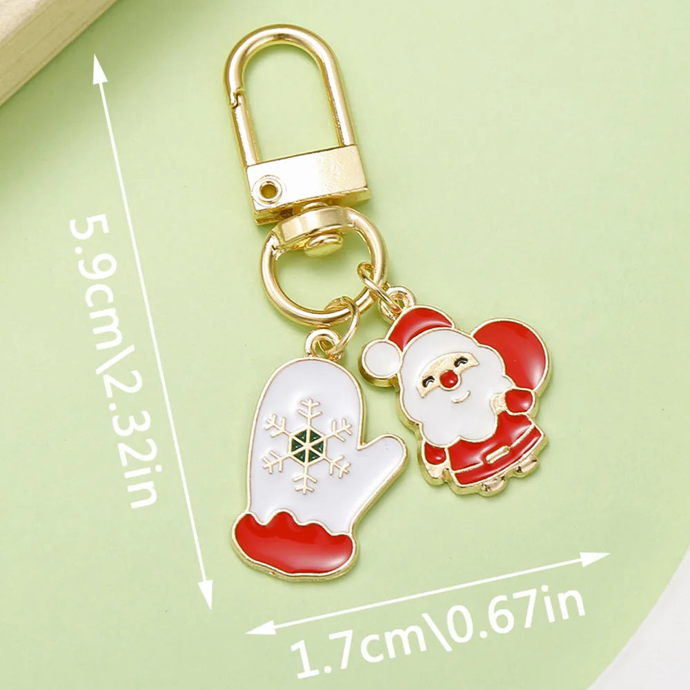 Alloy oil-dripping Santa Claus pendant, bell, Christmas tree keychain, Christmas gift, snowflake pendant, bag pendant