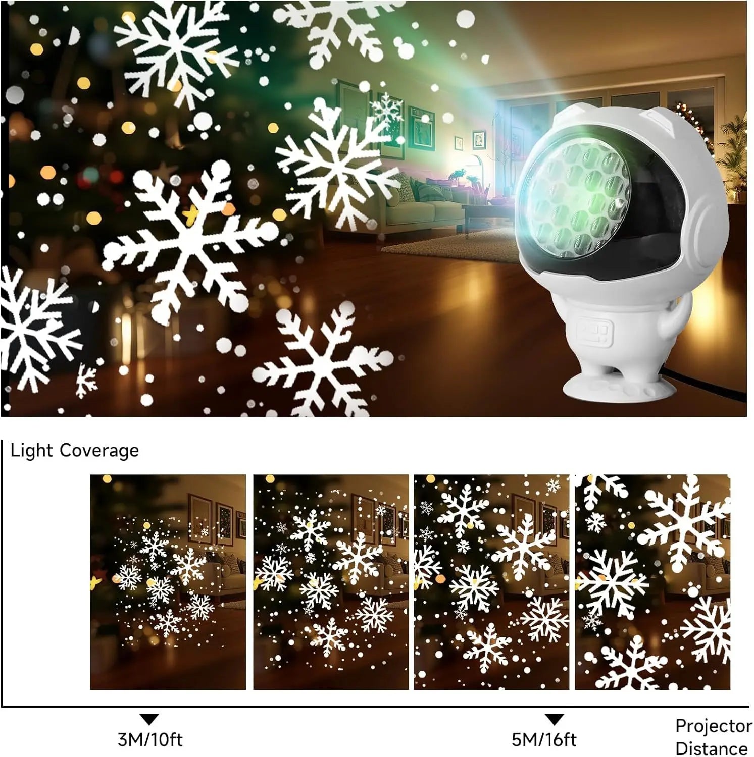 16-pattern Astronaut Christmas Pattern Light, 5V Snowflake Halloween Projection Light, Decorative Christmas Spotlight