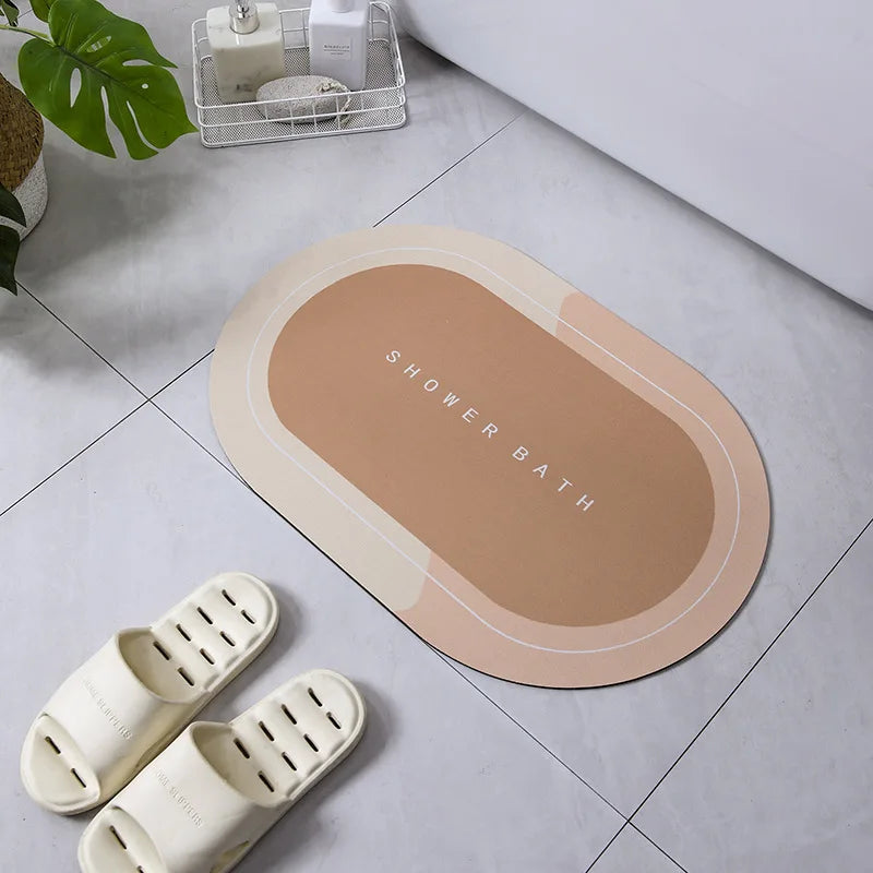 Diatomite Stone Bath Mat Diatomaceous Earth Bath Mat Rug Super Absorbent Non Slip 3.5MM Thickness Bathroom Mat Floor Bathtub Rug