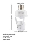 60W PIR Motion Sensor Lamp Socket E27 – Smart Light Base with Adjustable Delay & Light Control (AC100-240V)
