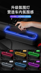 Car Crevice Storage Organizer Box Car 2 USB Charging Colour Light Seat Gap Storage Box LED Auto Interior Stowing Tidying