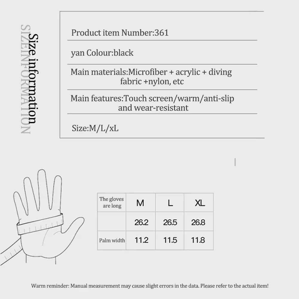 NEWBOLER Winter Cycling Gloves Warm Fleece Windproof Full Finger Gloves Touch Screen Anti-slip Adjustable Buckle Men Bike Gloves
