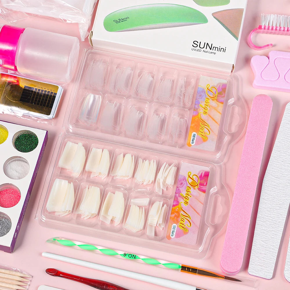 Limegirl Acrylic Powder & Liquid Monomer Nail Art Kit – Crystal Glitter Set