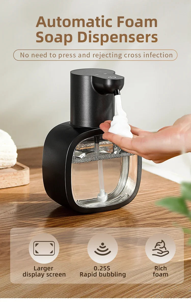 New Wall Mounted Automatic Soap Dispenser Foam Smart Hand Washing Machine 500ml Liquid Rechargeable Bathroom Induction Sensor.