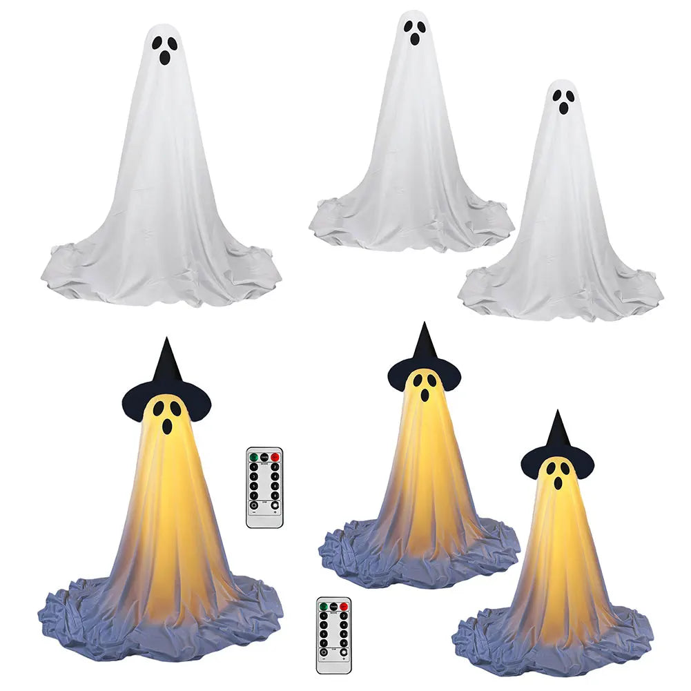 Halloween Decoration LED String Lights Luminous Ghost Decoration Horror Props Garden Yard Decoration Scary White Standing Ghost