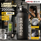 2L Stainless Steel Thermal Water Bottle – Large Vacuum Flask with Straw for Hot & Cold Drinks, Travel & Outdoor Sports