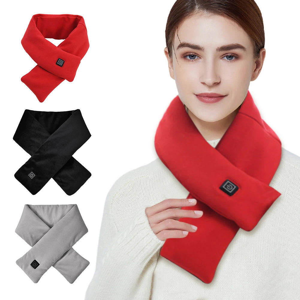 Electric Heated Scarf USB Charging Neck Heating Pad Cold-Proof Thermal Neck Wrap Warmer Washable for Climbing Hiking Cycling