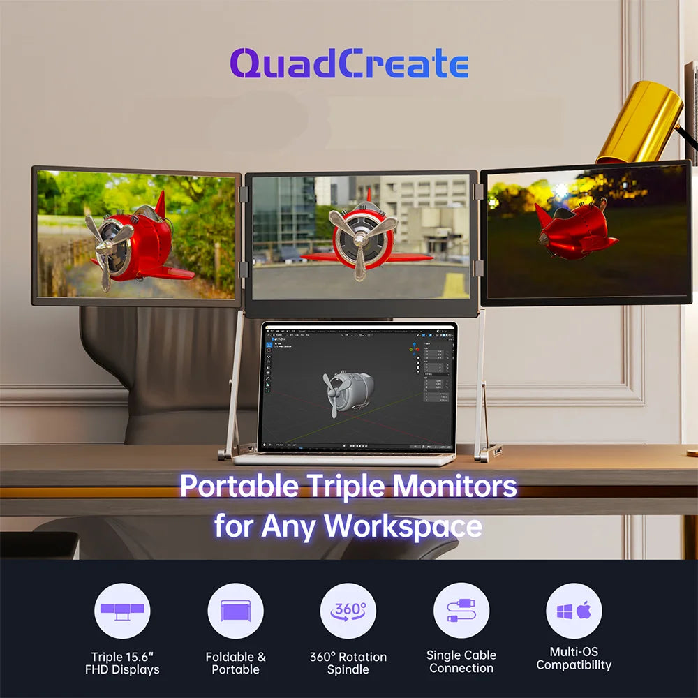15.6” Portable Laptop Screen Extender – Dual/Triple/Quad 1080P IPS Monitor with Type-C & HDMI for Multi-Tasking 2025