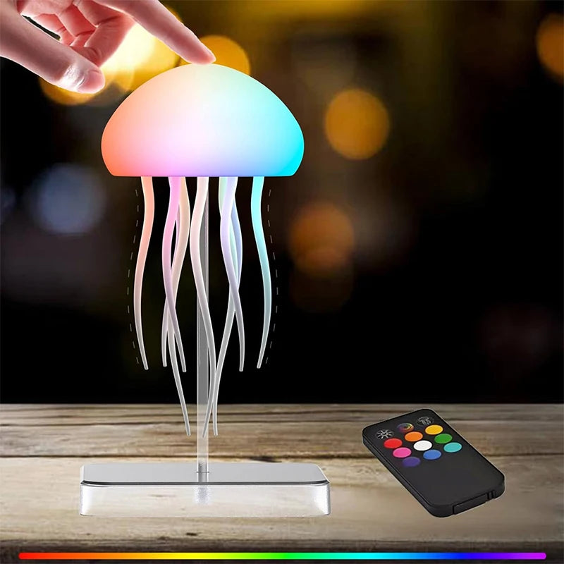 LED Jellyfish Lamp with 9 Tentacles | Remote Control, 2 Modes, Gradient Light Effects & Long Battery Life Night Light