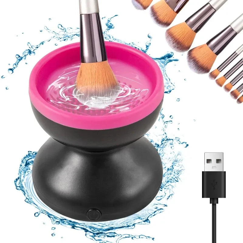 USB Plug Portable Electric Makeup Brush Cleaner Folding Powder Puff Cleaning Tool Makeup Brushes Automatic Washing Stand Device