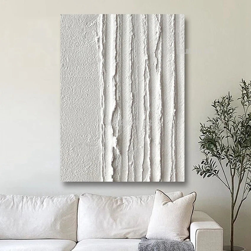 Modern Wall Painting Art Heavy Textured Thick 3D Abstract White Acrylic Painting Canvas Picture Art Hand Painted Wall Artwork