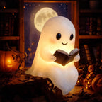 Cute Ghost Reading Lamp Halloween 3D LED Night Light Spooky Desk Light For Bedroom Study Book Lovers Home Office