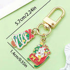 Alloy oil-dripping Santa Claus pendant, bell, Christmas tree keychain, Christmas gift, snowflake pendant, bag pendant