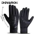NEWBOLER Winter Cycling Gloves Warm Fleece Windproof Full Finger Gloves Touch Screen Anti-slip Adjustable Buckle Men Bike Gloves