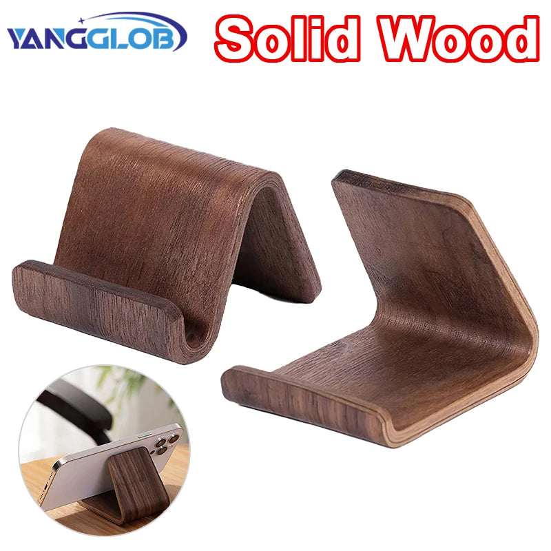Multifunctional Solid Wood Phone Holder Front Desk Business Card Display Rack Creative Home Office Desktop Decoration