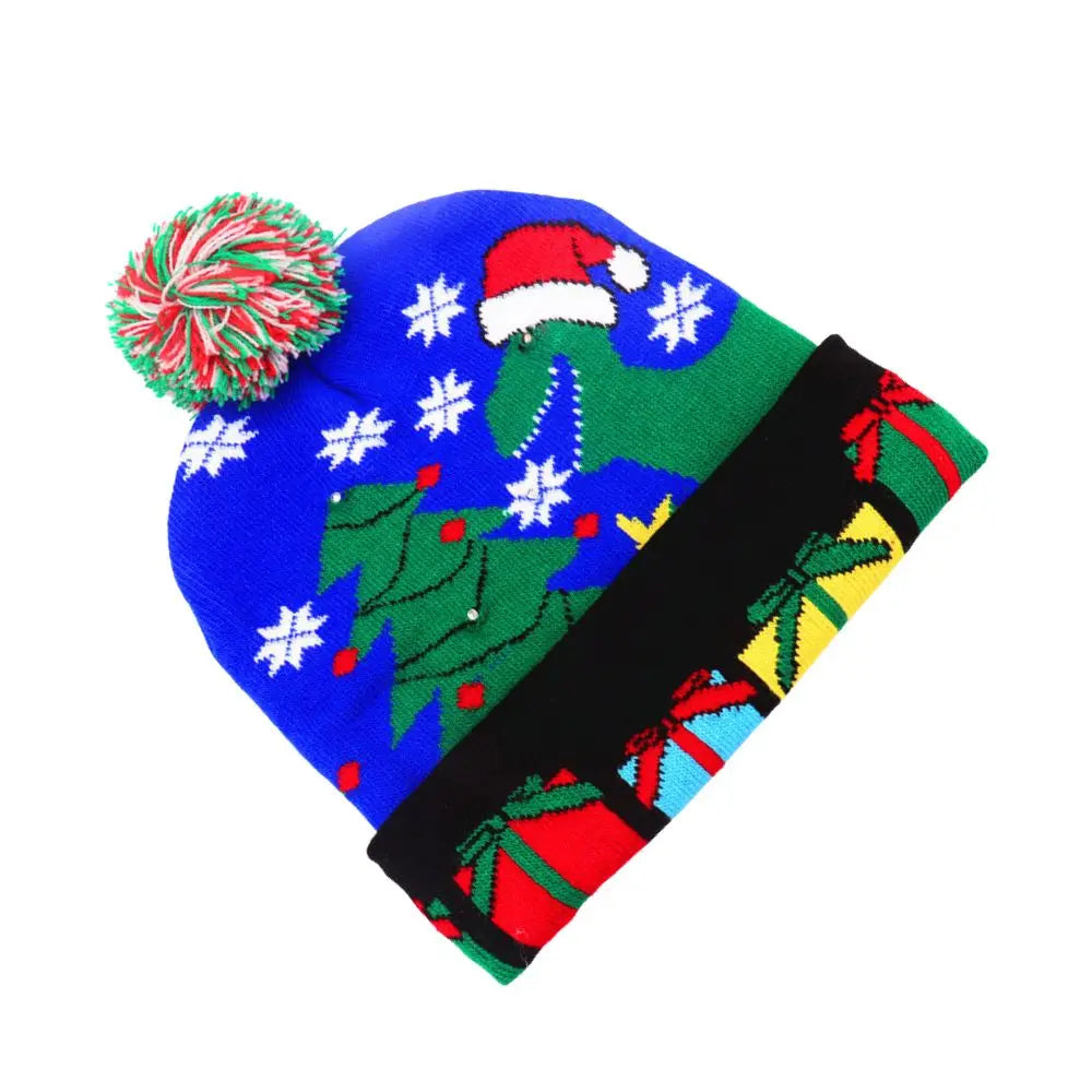 LED Christmas Knitted Beanie Hat – Light Up Xmas Sweater Cap, Unisex Winter Beanie with Colorful LEDs