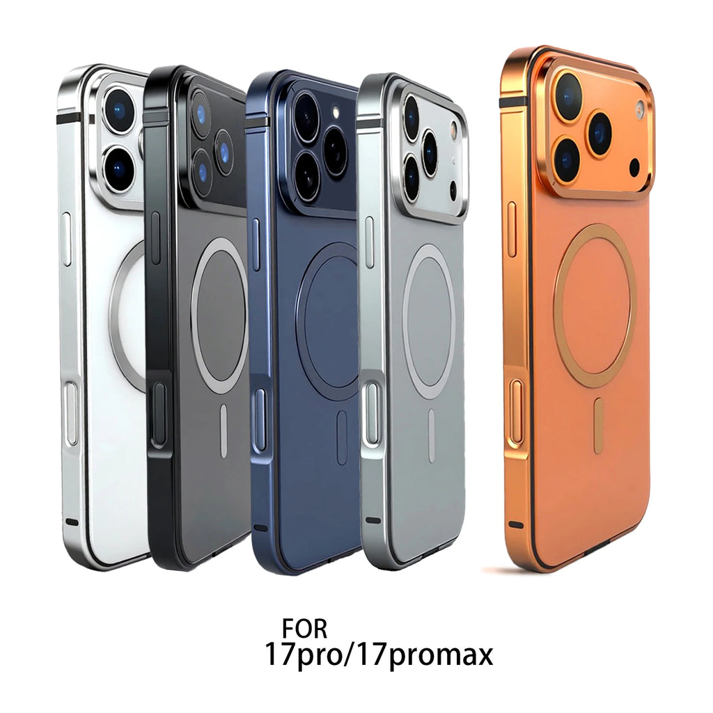 High End Magnetic Original Color Backplate Phone Case, For IPhone 17 Pro 17 Promax Metal Frame Anti Drop Protection Hard Case