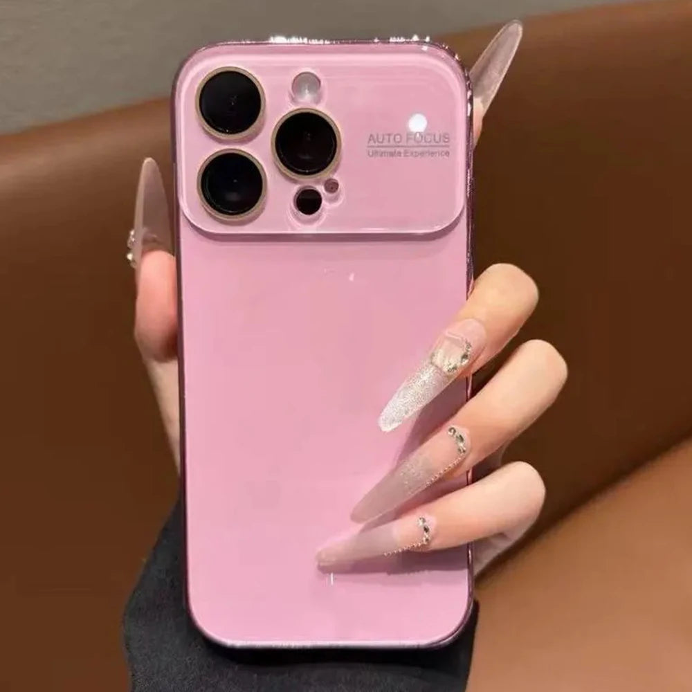 Luxury Large Window For Magsafe Case For iPhone 17 16 15 14 Pro Max Plating Magnectic Wireless Charging Glass Lens Protect Cover