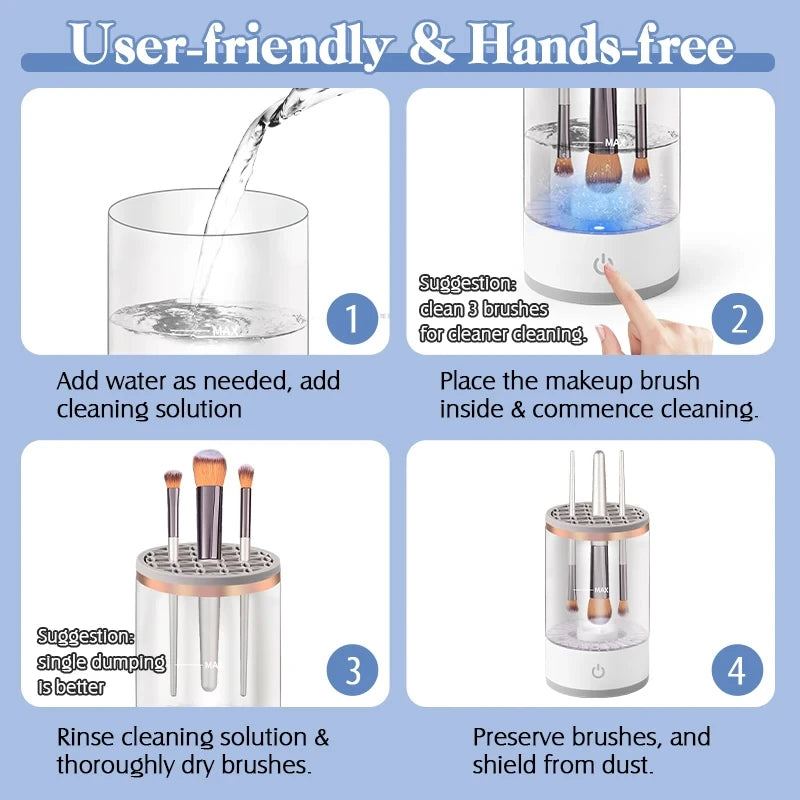 USB Plug Portable Electric Makeup Brush Cleaner Folding Powder Puff Cleaning Tool Makeup Brushes Automatic Washing Stand Device