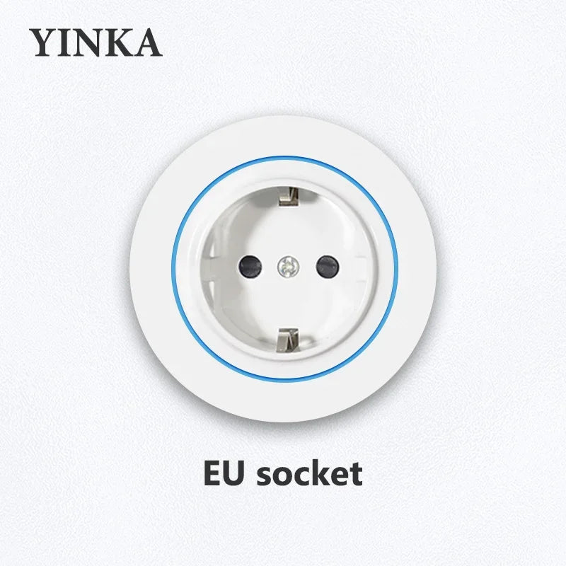 Track Socket Kitchen Wall Outlet with USB | FR/EU/US/UK Universal Standard Round Removable Adapter Plug – White